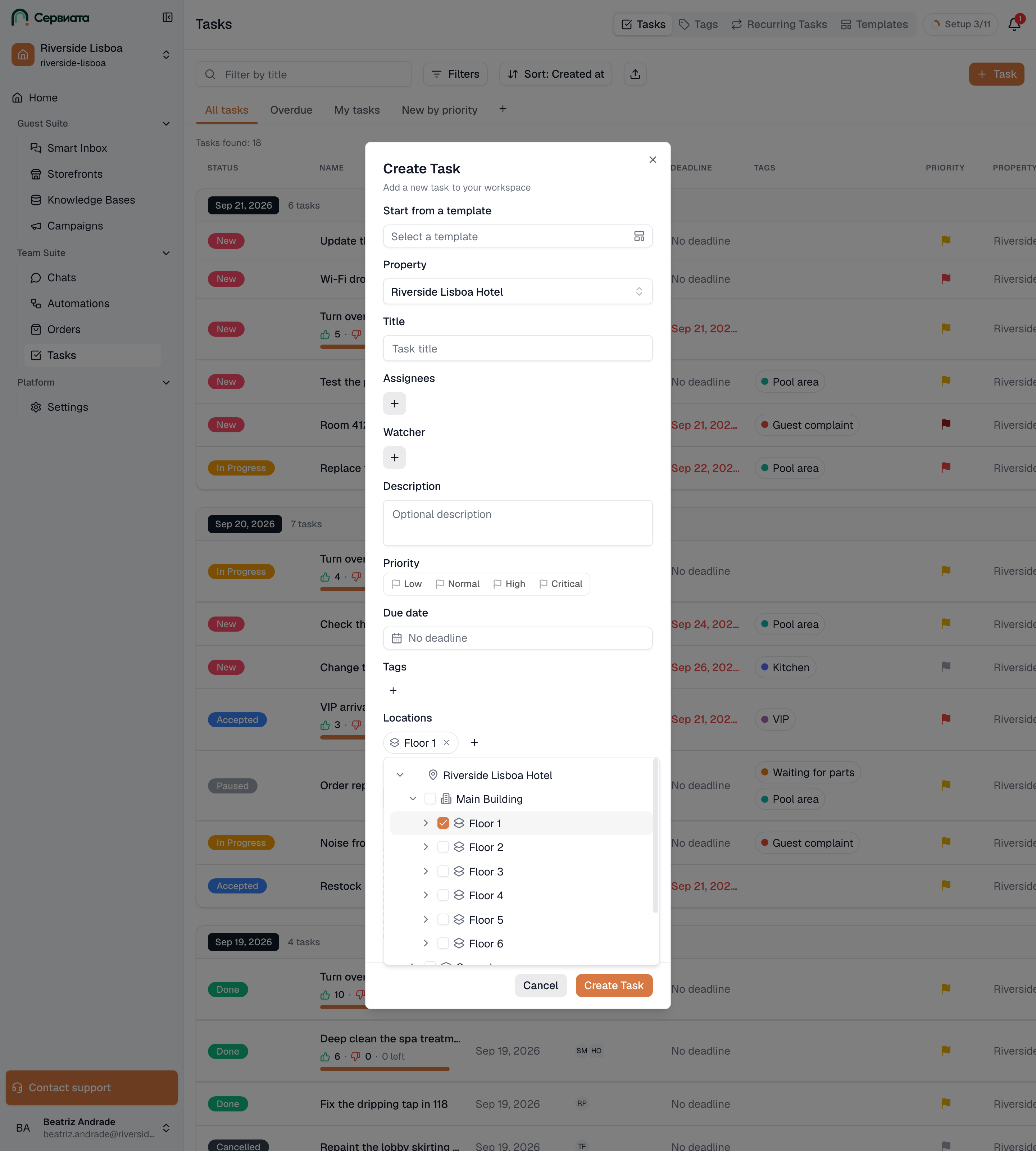 Locations on tasks screenshot